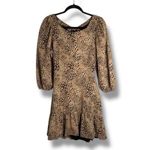 Maeve Knit Cut-Out Mini Dress Leopard Print Size 10